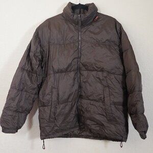 Steve & Barry's Chocolate Double Down Puffer Jacket Brown Long Sleeve L Ski Snow